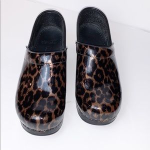 Dansko Patent Leopard Print Professional Clog